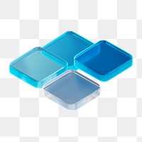 Blue tiles png 3D geometric shape, transparent background