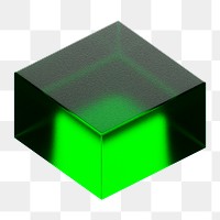 Green cuboid png 3D geometric shape, transparent background