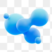 Liquid fluid png 3D blue abstract shape, transparent background