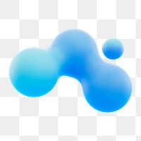 Liquid fluid png 3D blue abstract shape, transparent background