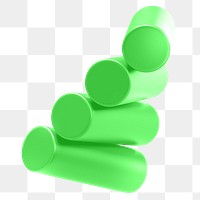 Green cylinders png 3D geometric shape, transparent background