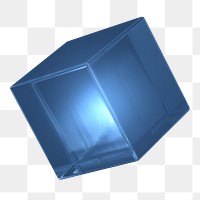 Blue cube png 3D geometric shape, transparent background