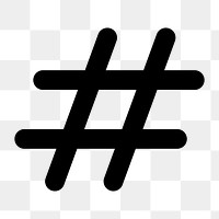 Black hashtag png flat icon, transparent background