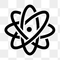 Black atom png flat icon, transparent background