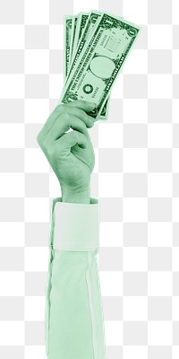 Hand holding money png sticker, transparent background