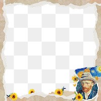 Ripped frame png Van Gogh's portrait sticker, transparent background, remixed by rawpixel