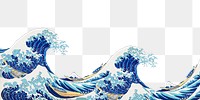 Hokusai's png The Great Wave border, transparent background, remixed by rawpixel