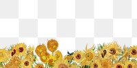 Sunflowers border png Van Gogh's artwork sticker, transparent background, remixed by rawpixel