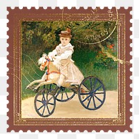 Jean Monet png postage stamp sticker, transparent background. Famous art remixed by rawpixel.