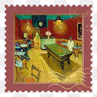 PNG Vincent Van Gogh's Le café de nuit (The Night Café) stamp sticker, transparent background, remixed by rawpixel