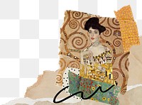 Gustav Klimt's png Portrait of Adele Bloch-Bauer I collage sticker, transparent background, remixed by rawpixel