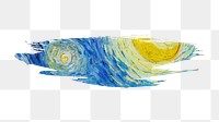 Artwork brushstroke png Van Gogh's The Starry Night sticker, transparent background, remixed by rawpixel