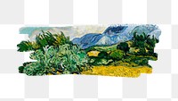 Artwork brushstroke png Van Gogh's Wheat Field with Cypresses sticker, transparent background, remixed by rawpixel