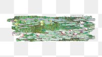 Water lilies png brush stroke sticker, transparent background. Claude Monet artwork, remixed by rawpixel.