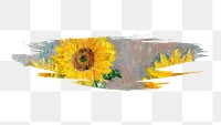 Monet's sunflowers png brush stroke sticker, transparent background. Famous art remixed by rawpixel.