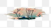 Hokusai's png Mount Fuji brush stroke sticker, vintage illustration, transparent background, remixed by rawpixel