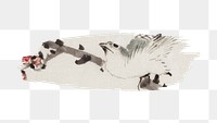 Hokusai's png Three Birds brush stroke sticker, vintage illustration, transparent background, remixed by rawpixel