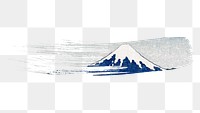 Hokusai's  png Mount Fuji brush stroke sticker, vintage illustration, transparent background, remixed by rawpixel