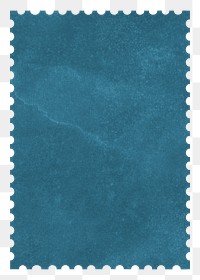 Blue postage stamp png paper sticker, transparent background