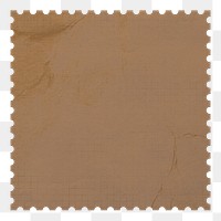 Brown postage stamp png paper sticker, transparent background