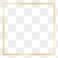 Gold square frame png, transparent background