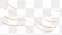 Gold wavy lines png sticker, transparent background