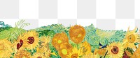 Sunflowers border png Van Gogh's famous painting sticker, transparent background, remixed by rawpixel