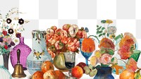 Vintage fruit border png famous painting sticker, transparent background, remixed by rawpixel