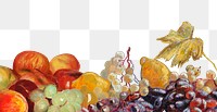 Vintage fruit border png famous painting sticker, transparent background, remixed by rawpixel