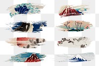 Brush stroke png famous painting sticker set, transparent background, remixed by rawpixel