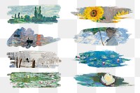Claude Monet png brush stroke sticker set, transparent background. Famous art remixed by rawpixel.