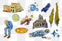 Famous artwork png Van Gogh's painting sticker set, transparent background, remixed by rawpixel