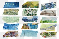 PNG washi tape, Van Gogh's washi famous artwork sticker set, transparent background, remixed by rawpixel