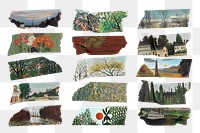 Henri Rousseau's png washi tape sticker, vintage element set, transparent background, remixed by rawpixel