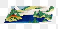 Hokusai's png Hakone Lake washi tape sticker, transparent background, remixed by rawpixel