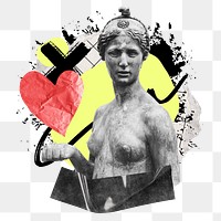 Nude Greek sculpture png sticker, abstract graffiti collage  on transparent background