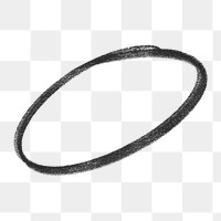 Oval badge png black doodle sticker, transparent background