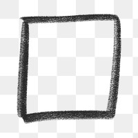 Square doodle png black sticker, transparent background