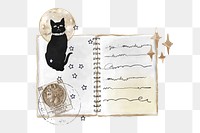 Aesthetic diary png cat mom journal sticker, transparent background