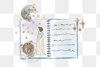 Aesthetic diary png dreamy journal sticker, transparent background