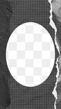 Oval frame png black grid paper, transparent background