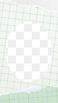 Oval frame png green grid paper, transparent background