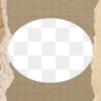 Oval frame png brown grid paper, transparent background