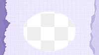 Oval frame png purple grid paper, transparent background