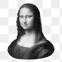 Mona Lisa portrait png sticker, black and white cut out on transparent background, famous artwork remixed by rawpixel