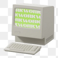 Y2K computer png sticker, transparent background