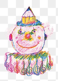 Pencil colored clown png sticker, transparent background
