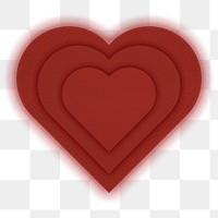 Glowing red heart png sticker, transparent background