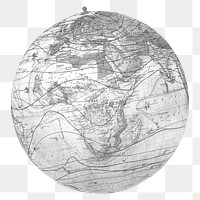 Vintage spinning globe png sticker, transparent background