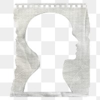 Human head paper frame png sticker, transparent background